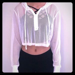 XS White Mesh Hoodie